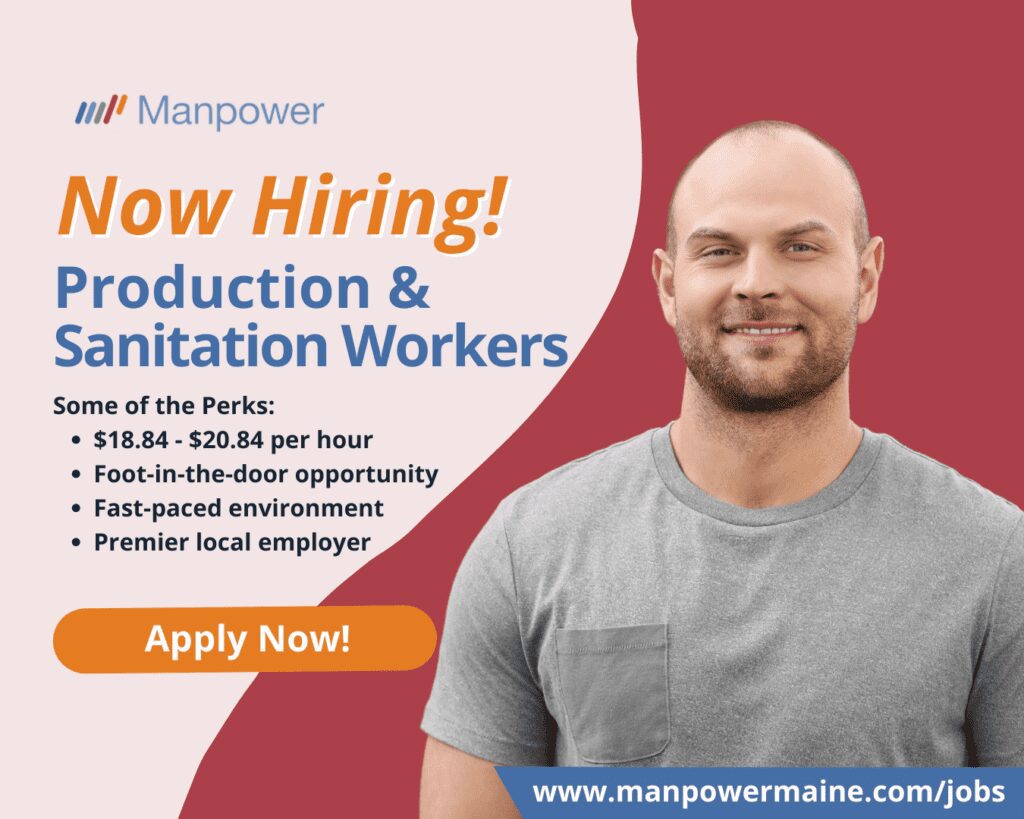 Production & Sanitation Workers in Easton, Maine

Pay: $18.84 - $20.84 per hour
Schedule: 7a-7p or 7p-7a
Assignment Length: Temp-to-hire

Are you detail-oriented, a strong communicator, and committed to following safety protocols? Would you like a foot-in-the-door opportunity at a premier local employer? We are now hiring Production & Sanitation Workers for a client in Easton, Maine. Interested? Apply today!

Several immediate openings!

Perks:

• Competitive pay
• Full-time, temp-to-hire positions
• Excellent foot-in-the-door-opportunity at a premier local employer
• Fast-paced environment
• Access to health, vision, and dental benefits
• Maine Earned Paid Leave
• Access to skill building and professional development tools

Duties:

Production Workers
• Supporting line operators by covering breaks
• Inspecting products for quality
• Repacking damaged goods
• Collecting line samples and performing testing

Sanitation Workers
• Cleaning and sanitizing equipment and surfaces
• Following strict safety protocols
• Handling waste disposal
• Assisting with routine sanitation tasks during downtime

Requirements:

• Strong attention to detail
• Effective communication skills
• Ability to follow safety protocols

We want to make it easy to apply to be one of these Production & Sanitation Workers in Easton, Maine. Simply contact us by choosing an option below.

Apply Now: see below
Call or Text: ‘PI PSW’ to 207.554.4376
Email: aroostook.me@manpower.com

Not sure if this is the right job for you? No worries. We have many other jobs available that you may be interested in - apply now to start a conversation.

Job ID: 5660352